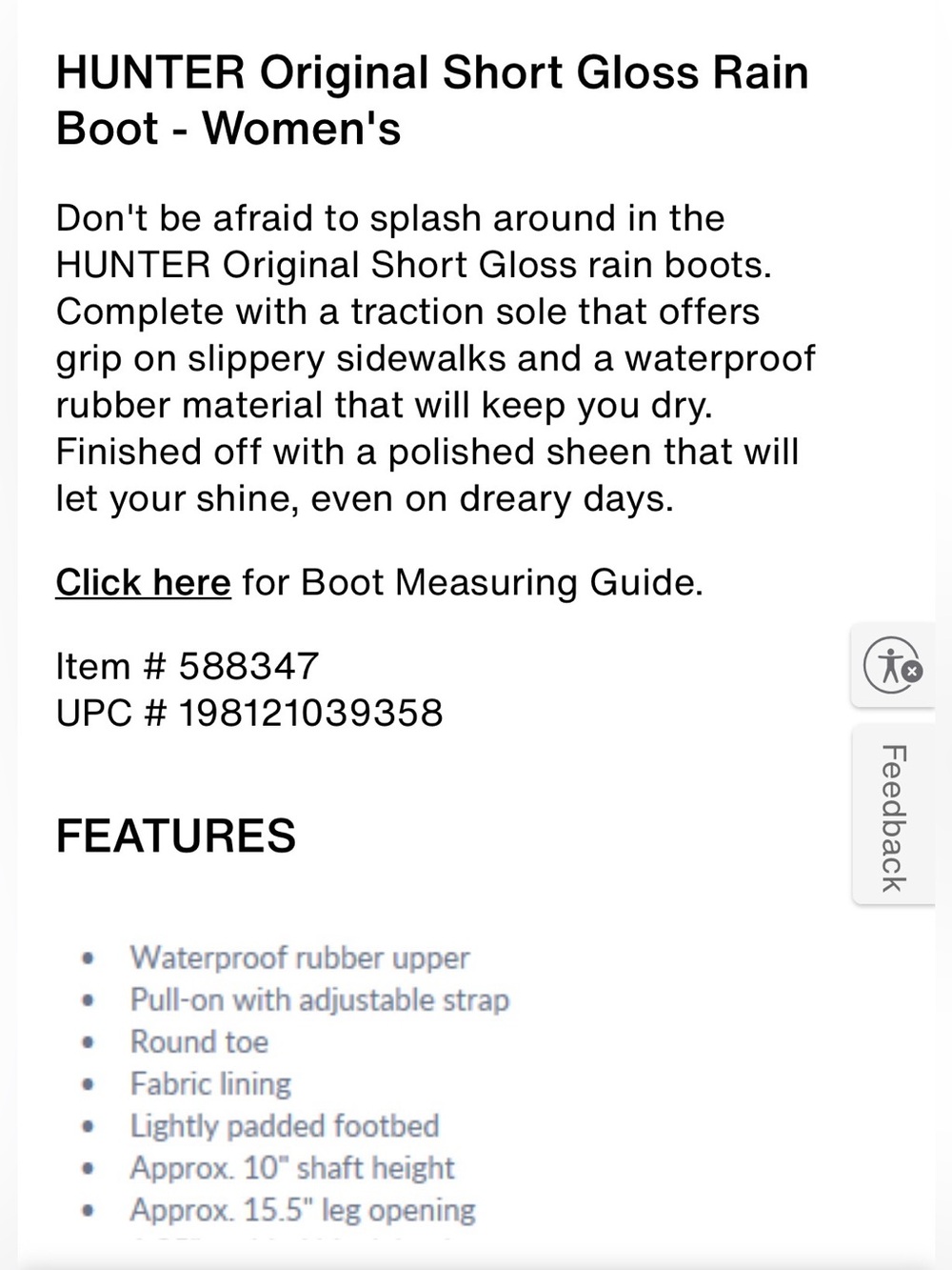 Hunter Original Short Gloss Rain Boot - Picture 15 of 15